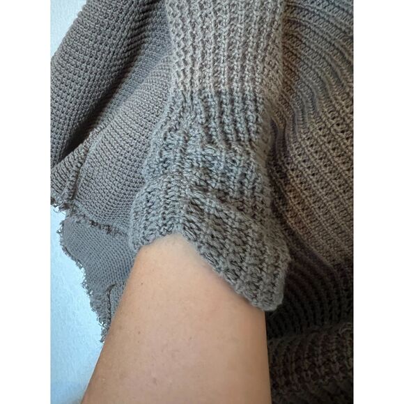 Free People Green Moonshine Cold Shoulder Thermal Waffle Knit Sweater Small - Picture 7 of 10